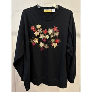 Vintage 90's Graphic Sweatshirt Embroidered Plus size 3X Black